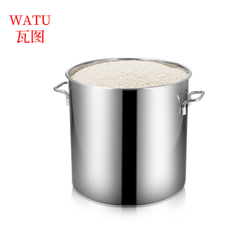 瓦图 电磁炉用 不锈钢复合底汤桶 35cm *35cm 圆桶带盖汤锅 1个装高清大图