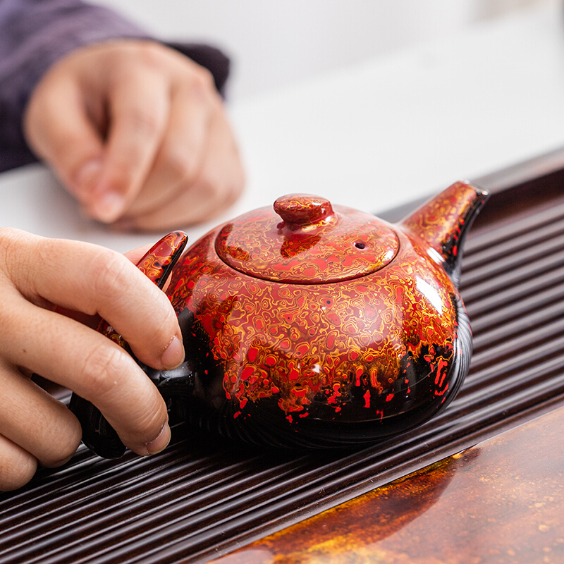 铭陶满堂纯手工大漆家用泡茶壶名家连宏达建阳建盏茶壶礼盒装
