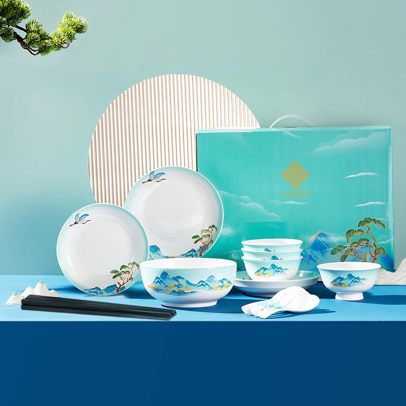 共禾京品 千里江山图16头餐具 ZFWACOM220054_高清大图