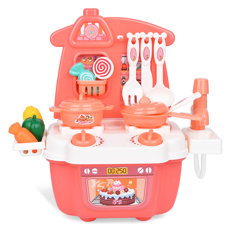 过家家玩具儿童厨房套装煮饭做饭迷你仿真厨具宝宝男女孩宝宝樱花粉