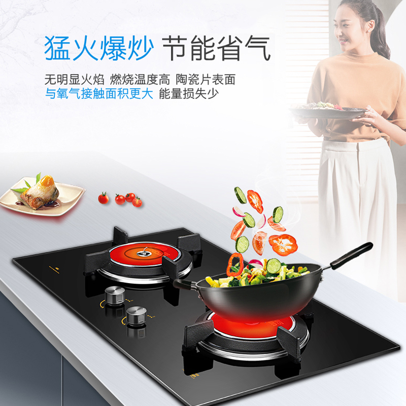 红日(RedSun) 一级能效EH02C防爆钢化玻璃燃气灶双灶红外线聚能猛火灶天然气灶煤气灶家用嵌入式台式(液化气)