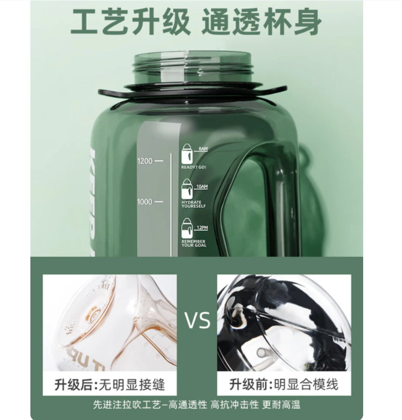 富光1.7L吨杯吨桶超大容量健身塑料水杯子Tritan吸管运动水壶高清大图