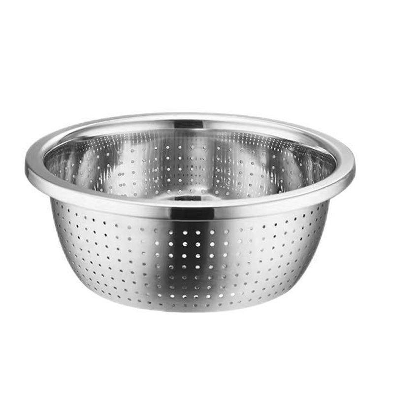 沥水滤水盆大眼沥水盆果蔬篮洗菜漏盆加厚不锈钢大孔洗菜盆泉好 不锈钢漏盆 50cm 个