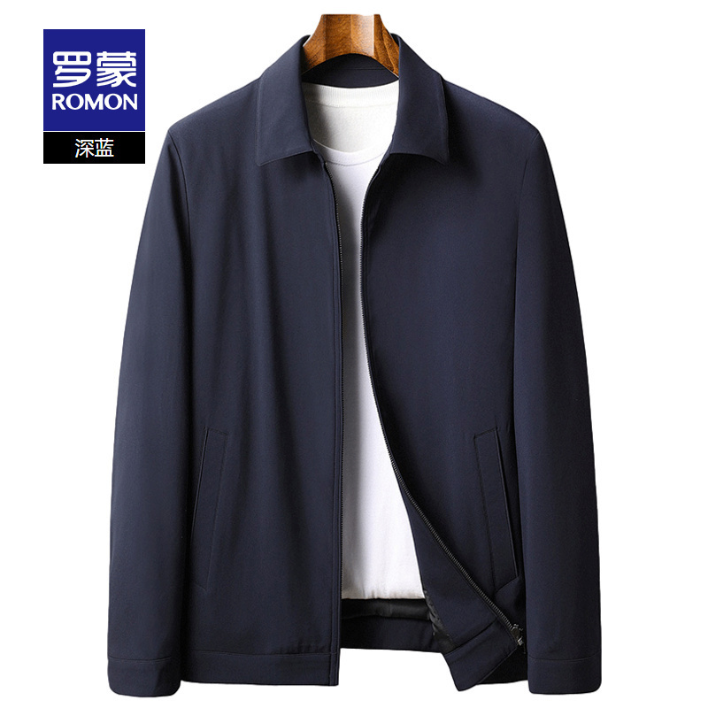 折后约209元罗蒙羊毛夹克男新款保暖外套中青年时尚休闲短款呢子上衣