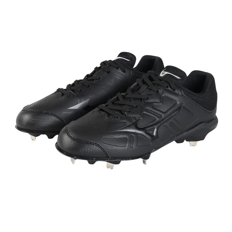 美津浓(Mizuno)男士棒球鞋轻量宽楦透气防刺耐磨加固头款外底强劲 Black 44.5