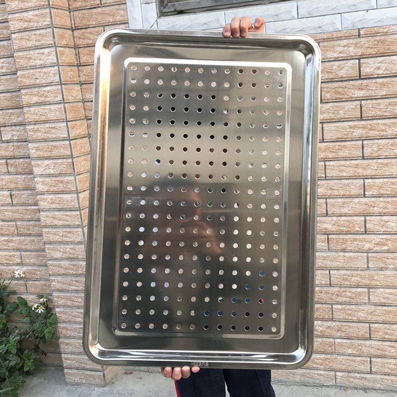 橙亿鸿 304不锈钢特厚方盘 蒸饭盘 60*40*高4.8cm冲孔/个高清大图