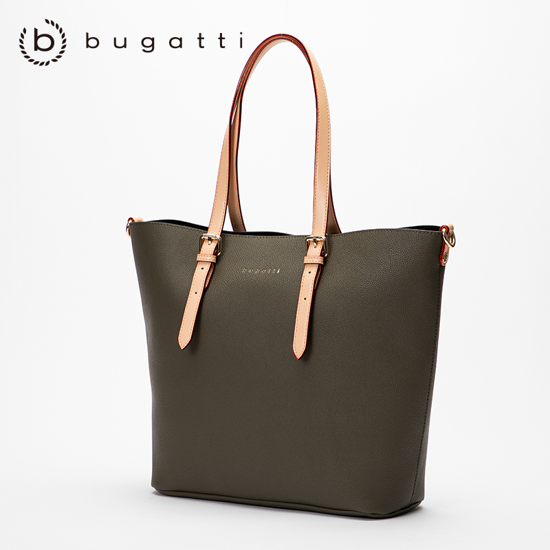 bugatti 德国轻奢品牌 时尚水桶包包菜篮子子母包女斜挎内胆欧美休闲女士手提包纯色简约大容量女包