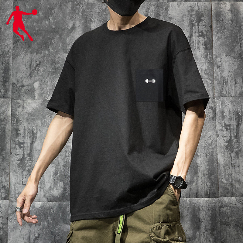 乔丹短袖t恤男新款国潮logo印花上衣宽松透气t训练运动服运动t恤