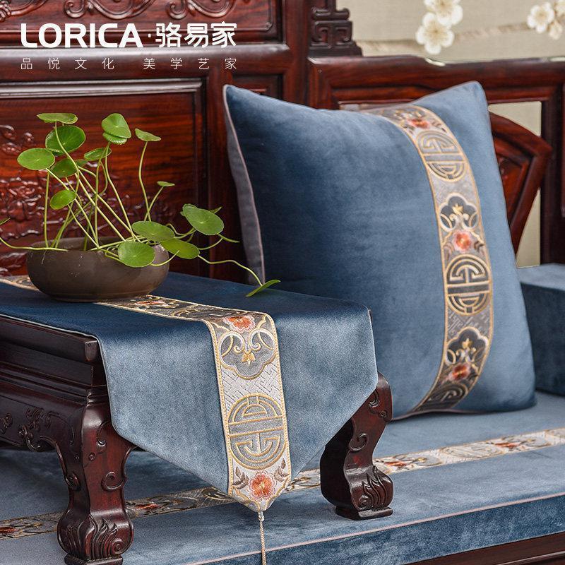 新中式桌旗禅意中国风茶桌巾装饰茶几台布艺餐桌布 登春台 登春台-云霄蓝 定制专拍_974