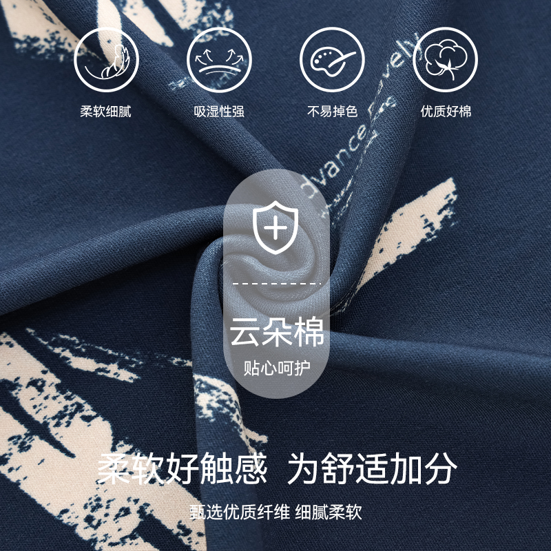 啄木鸟2025春季睡衣男长袖开衫翻领休闲棉质男款家居服套装两件套高清大图