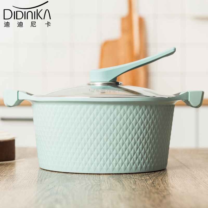 迪迪尼卡(Didinika) 麦饭石汤锅蒸锅两用不粘锅电磁炉燃气灶适用家用炖锅24cm