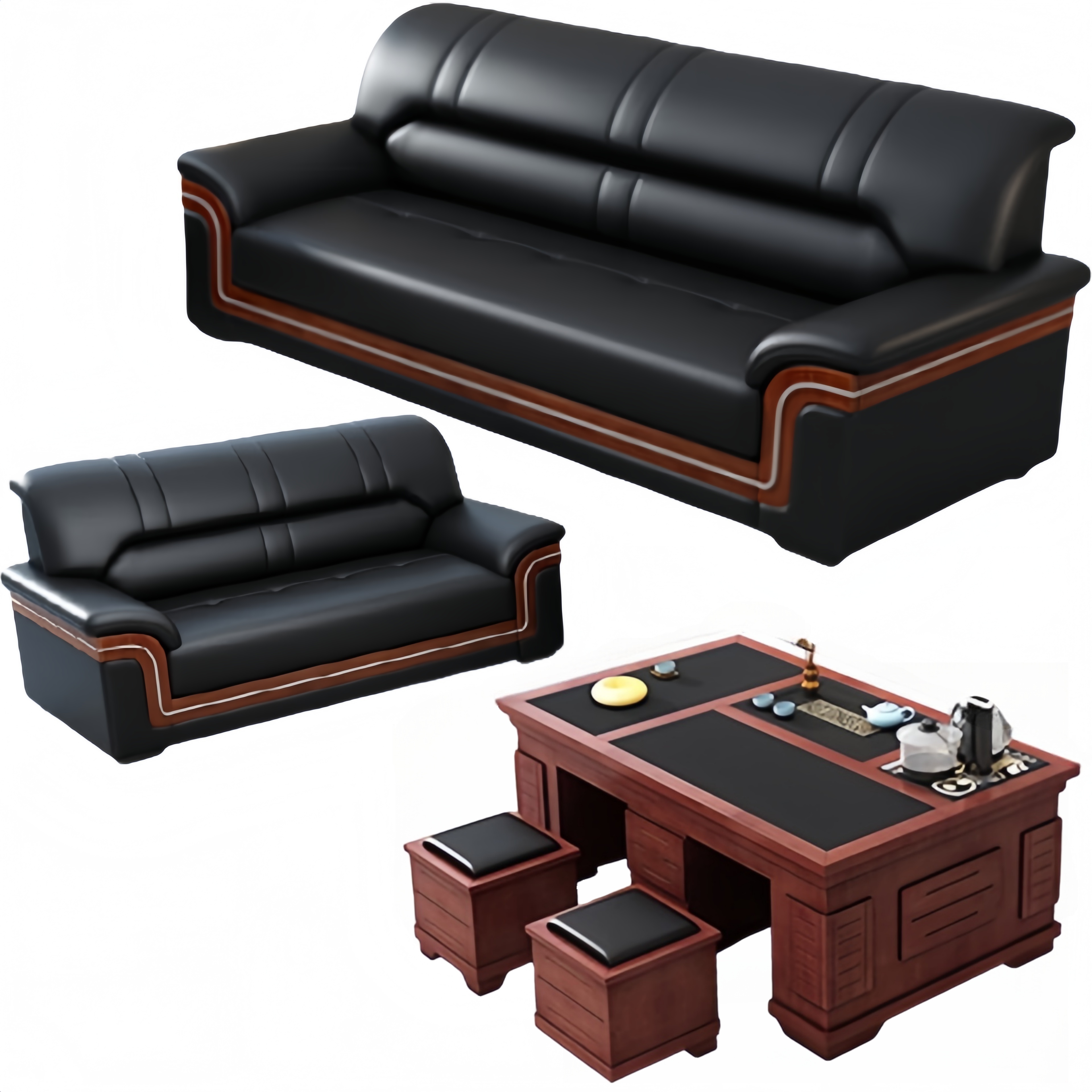 悦兴诚沙发组合210*80*85cm(2+3+功夫茶几)套高清大图