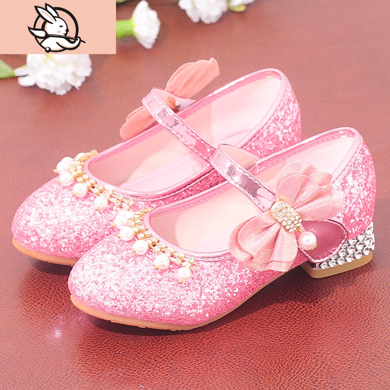 huayangtu女童皮鞋公主鞋秋季学生演出礼服软底皮小女孩水晶鞋儿童