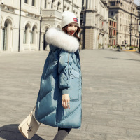 芷臻zhizhen2021冬季新款羽绒服女中长款修身收腰加厚时尚大毛领连帽