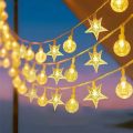 户外露营天幕氛围灯太阳能满天星星彩灯小串灯防水装饰灯夜市摆摊-10米80灯【5号电池款】（常亮+闪烁+送电池）