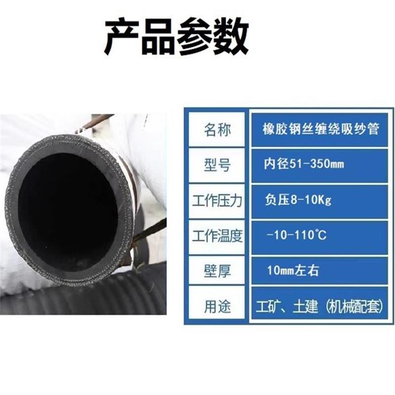 盛京联硕 橡胶钢丝缠绕管打灰吸沙管 内径219mm 7米根高清大图