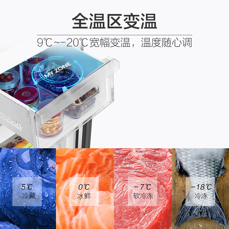 海尔(Haier) BCD-256WDGR 冰箱 256升风冷无霜变频三门冰箱干湿分储全温区变温DEO净味保鲜