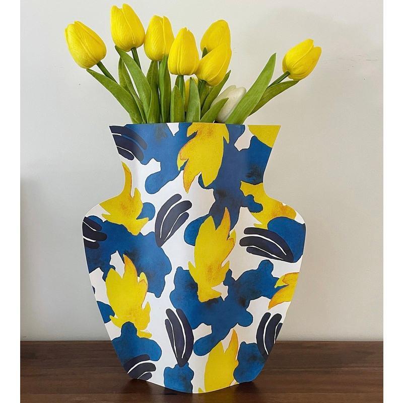 浪漫花朵网红花瓶纸抽象艺术插花花器客厅摆件装饰抽象花瓶套送玻璃瓶