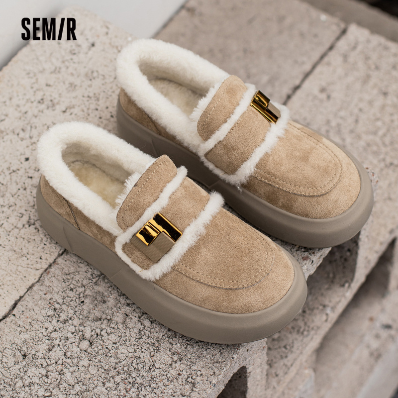 semir女鞋2023冬季新款加绒加厚百搭休闲鞋轻便保暖一脚蹬女棉鞋