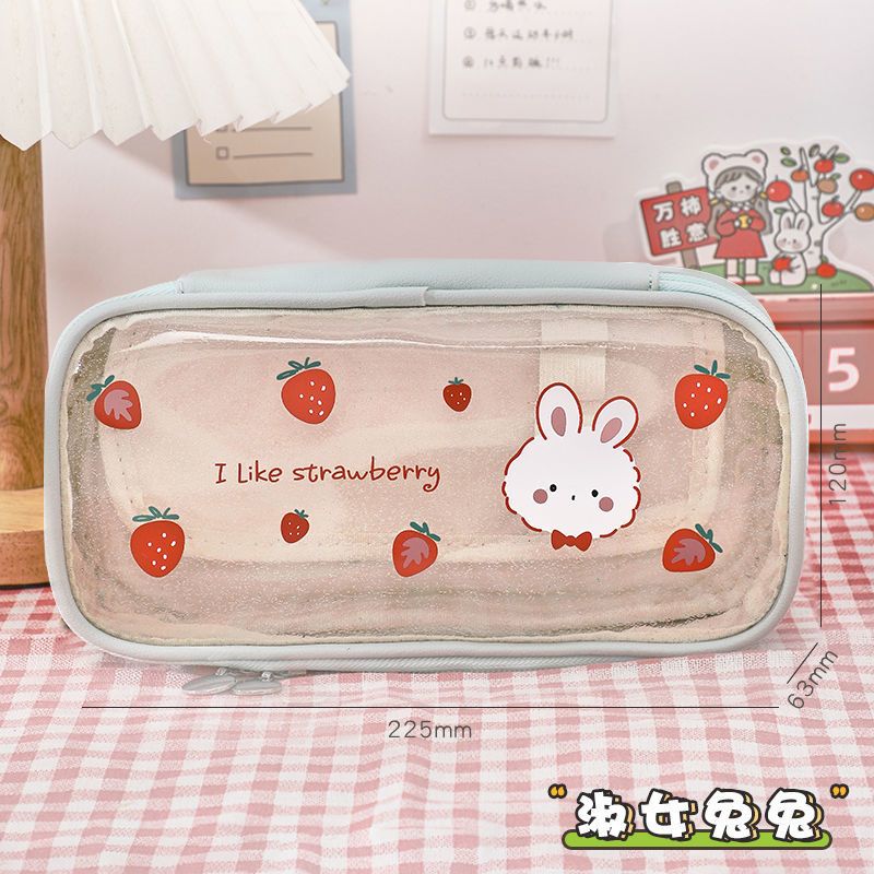 高颜值ins小众可爱学生防水笔袋女生初高中双层大容量文具收纳袋