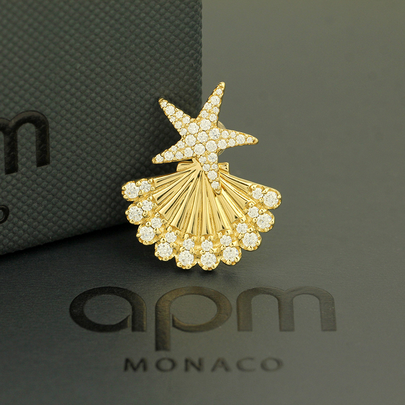 APM MONACO单只海星贝壳耳钉女可拆分前后佩戴耳环海洋夏日风银饰 AE12535OXY金黄色
