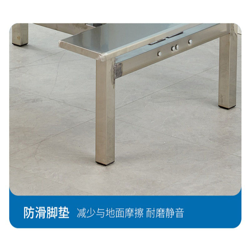 晋舰 不锈钢食堂餐桌员工连体快餐桌椅组合饭堂长方形餐桌四人挂凳含凳高清大图