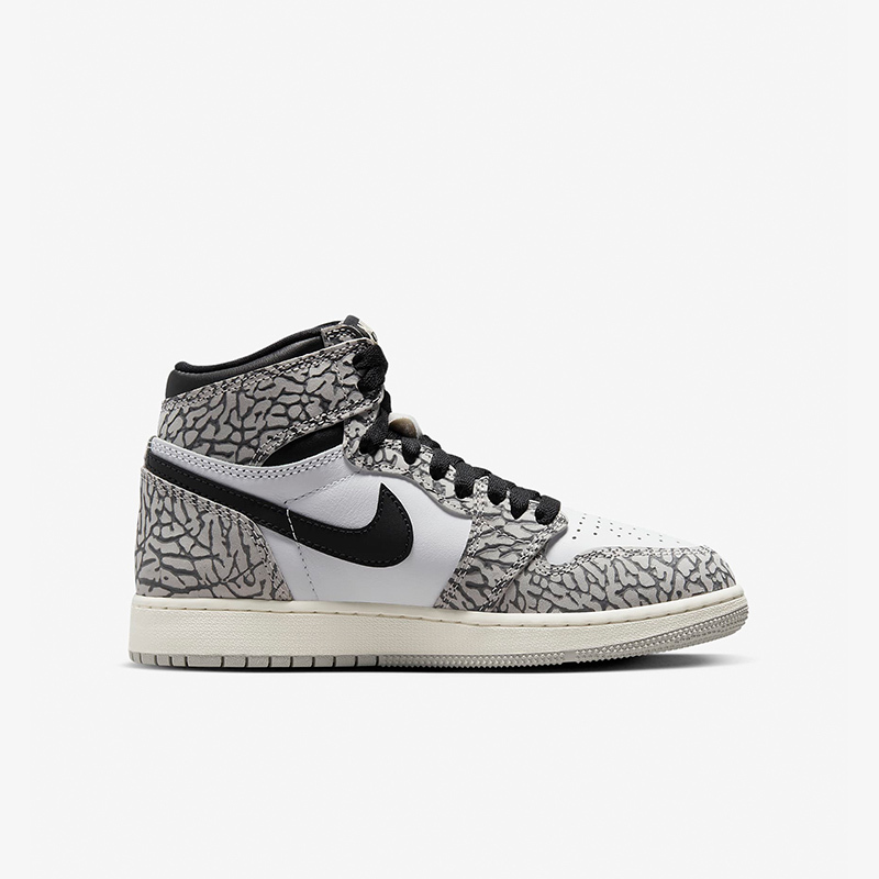 耐克女鞋运动鞋jordan aj1 灰白爆裂纹 大童高帮篮球鞋fd1437-052