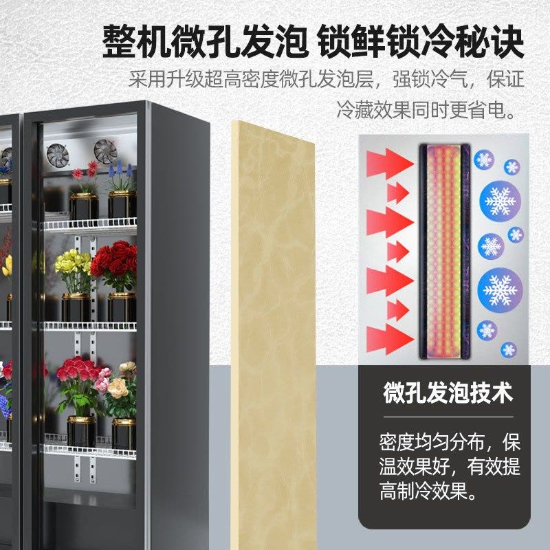 松氏鲜花柜商用冷藏保鲜柜花店花束风冷展示柜立式风冷冰柜三面玻璃双门移门款1.5米加热款图片