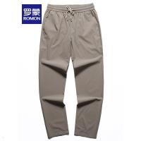 罗蒙男士休闲裤2022夏季新款冰丝薄款中青年卫裤宽松百搭抽绳直筒纯色长裤
