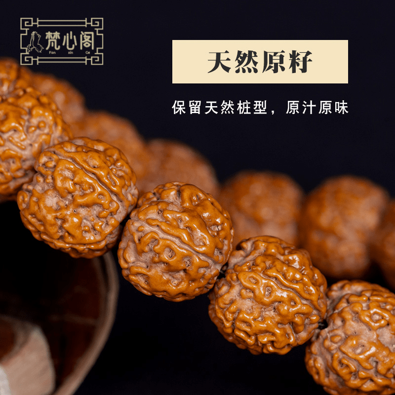 [梵心阁]蜂窝树王尼泊尔金刚菩提子手串 五瓣梅花桩爆肉双龙纹男佛珠手链