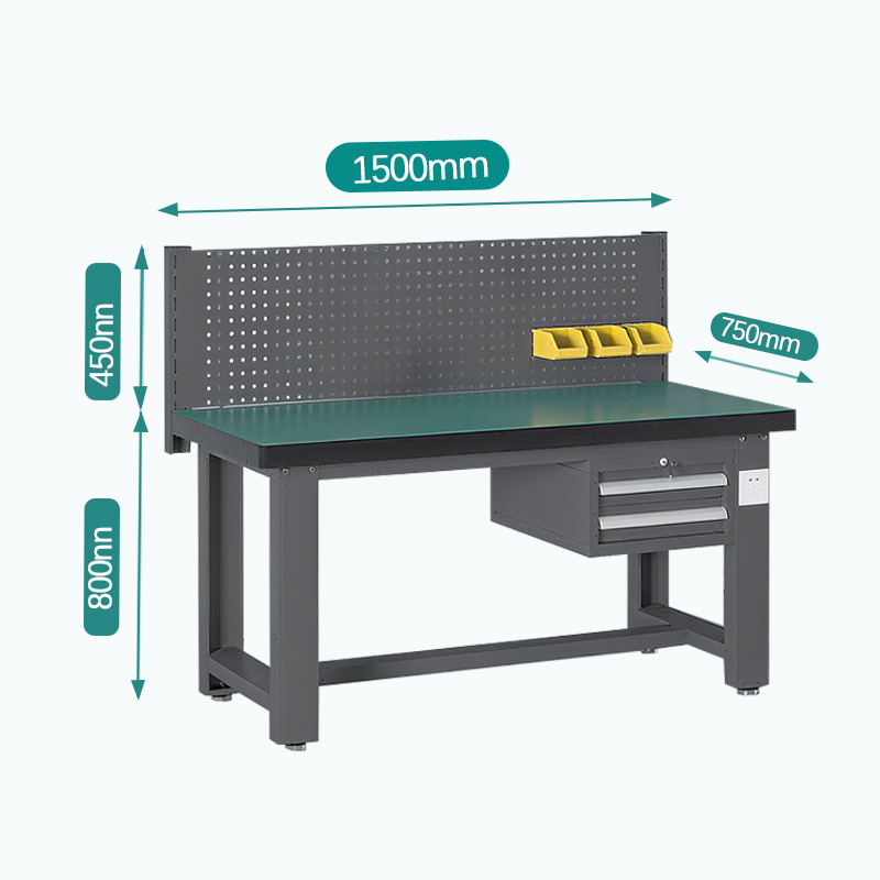 臻远 ZY5073035 重型工作台 吊二抽+方孔挂板 1500*750*1250mm高清大图