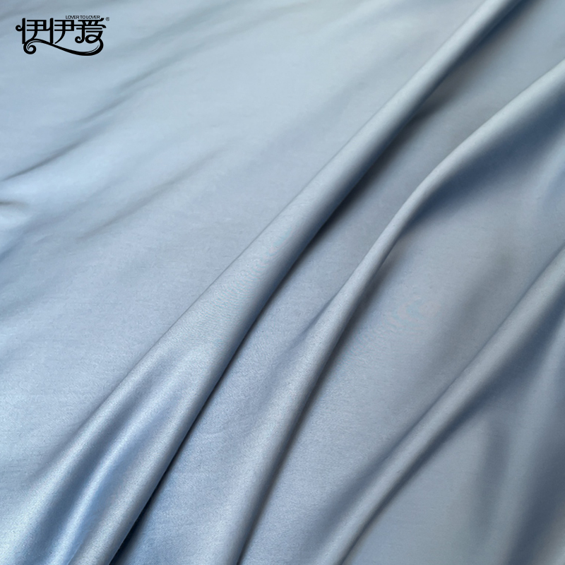 伊伊爱 YZDQJD0252219 50S全棉高精密纯色双拼四件套宾利蓝拼浅灰 200*230cm高清大图