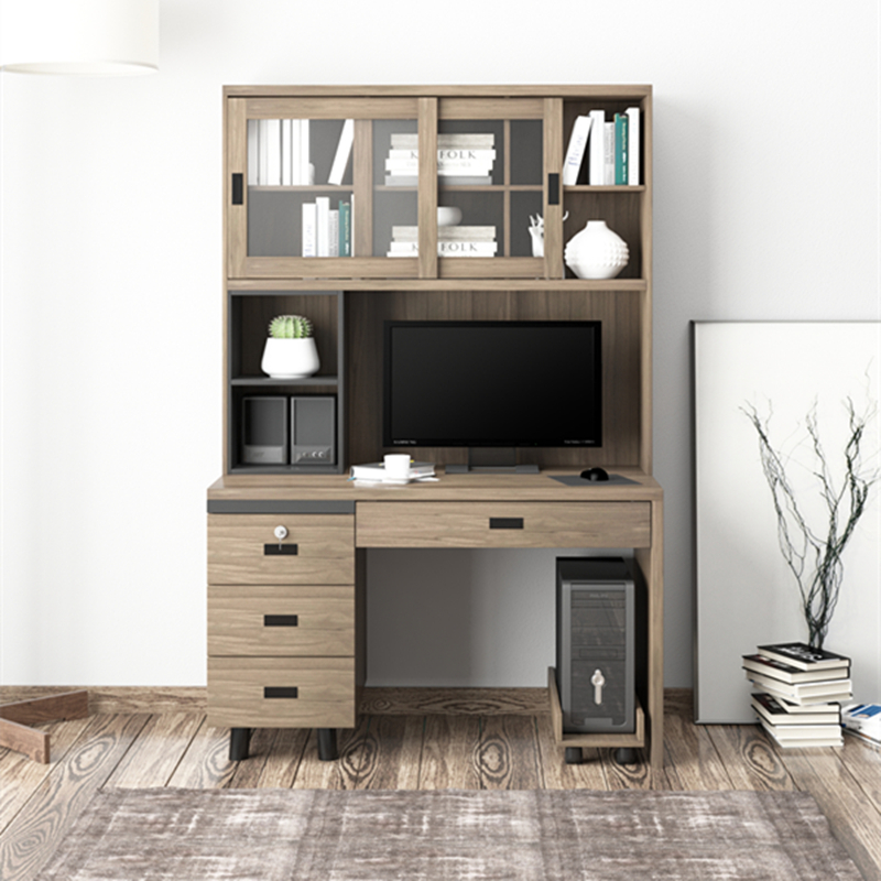 书桌书架组合学生写字台书柜闪电客书桌一体简约现代卧室电脑台式桌