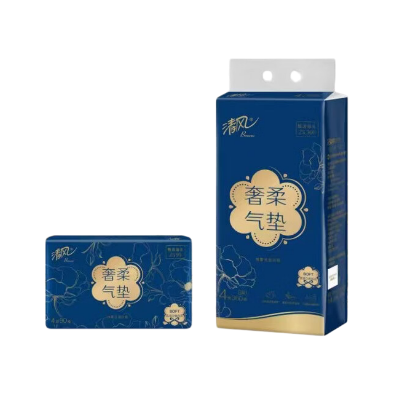 清风(Breeze) ZS360 4层90抽4包/提 M码 190mmX154mm 面巾纸 4.包/提 (计价单位:提)