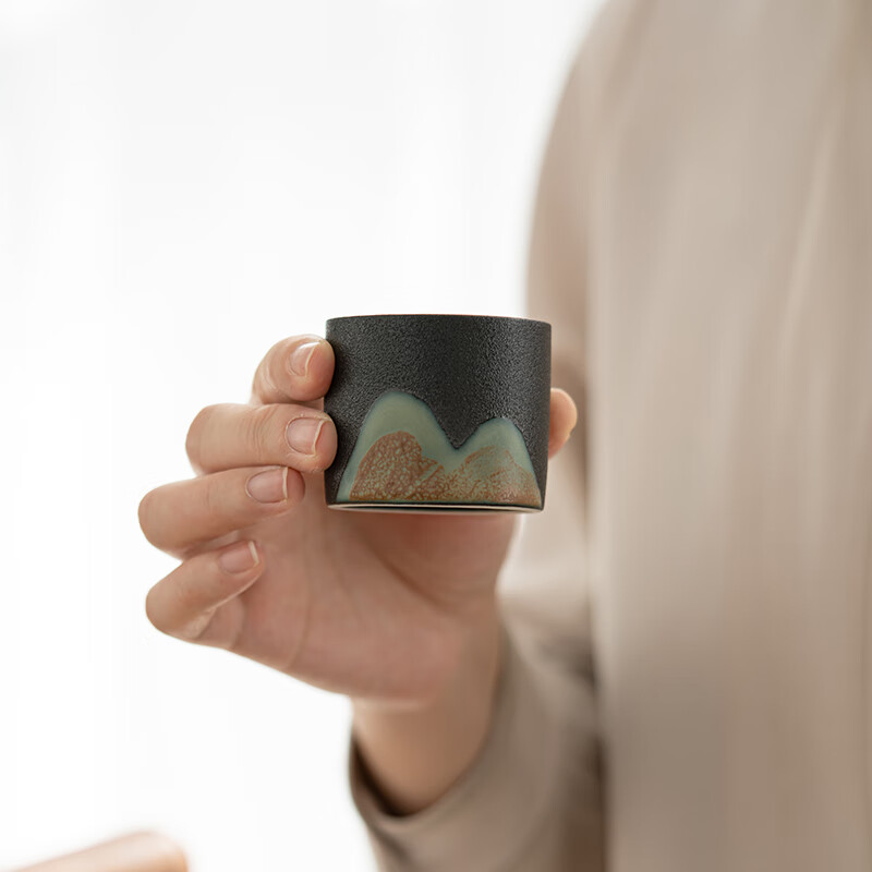 苏氏陶瓷/SUSHI CERAMICS J0923 手绘釉画彩千里江侧把壶干泡盘五色杯 (单位:盒)高清大图