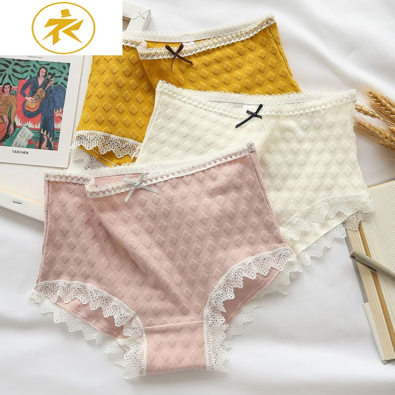 白色高腰内裤女棉少女日系初中学生高中女生青少年女孩三角裤头内裤