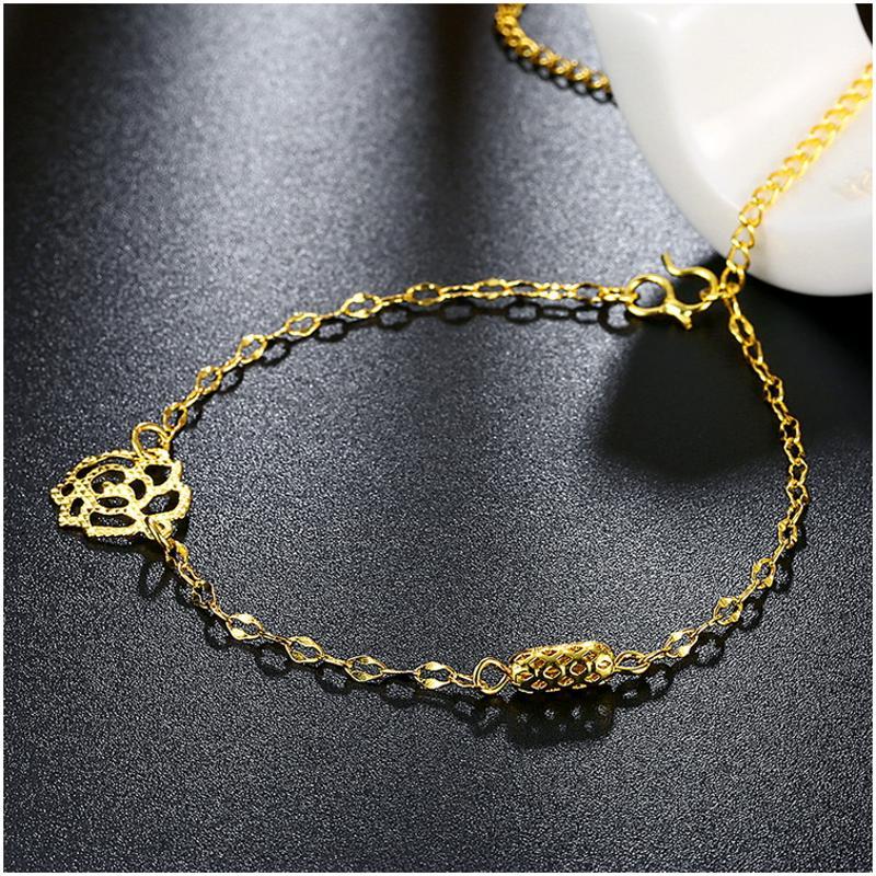 A054-A Women 18K yellow gold anklet jewelry 镀黄金色女脚链潮