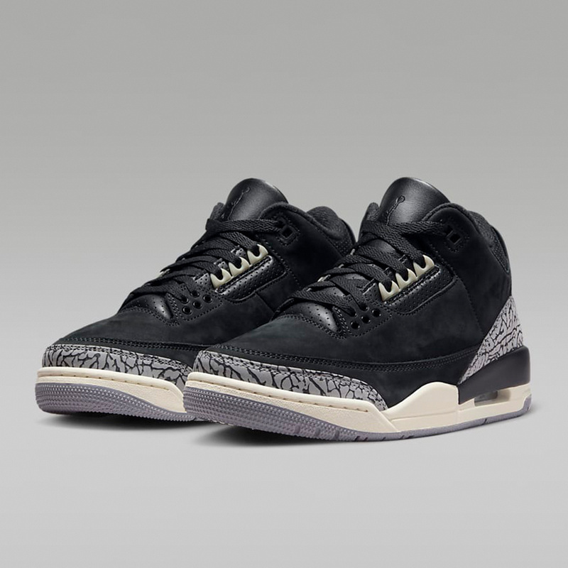 耐克男女鞋Air Jordan 3 AJ3黑色爆裂纹中帮复古篮球鞋CK9246-001