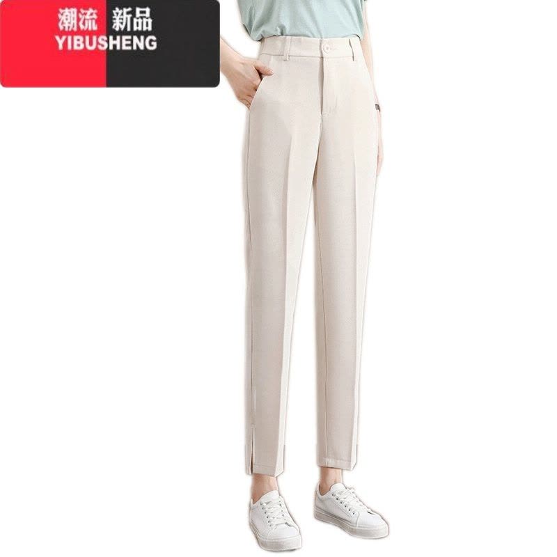 YIBUSHENG西装裤女裤季薄款2024新款开叉九分直筒八分小个子休闲烟管裤子图片
