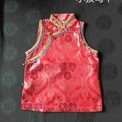 红色 1号适合1-2岁 儿童藏服西藏服男女孩马甲民族服装藏装外套无袖彩色马甲