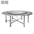 晋舰不锈钢连体餐桌烧烤夜宵大排档餐桌农村摆地摊圆形桌2.2米拉丝+1.4米转盘