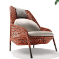 质凡 户外家具藤沙发单人休闲藤椅设计师庭院沙发茶几组合 单人位高背沙发【橙色】