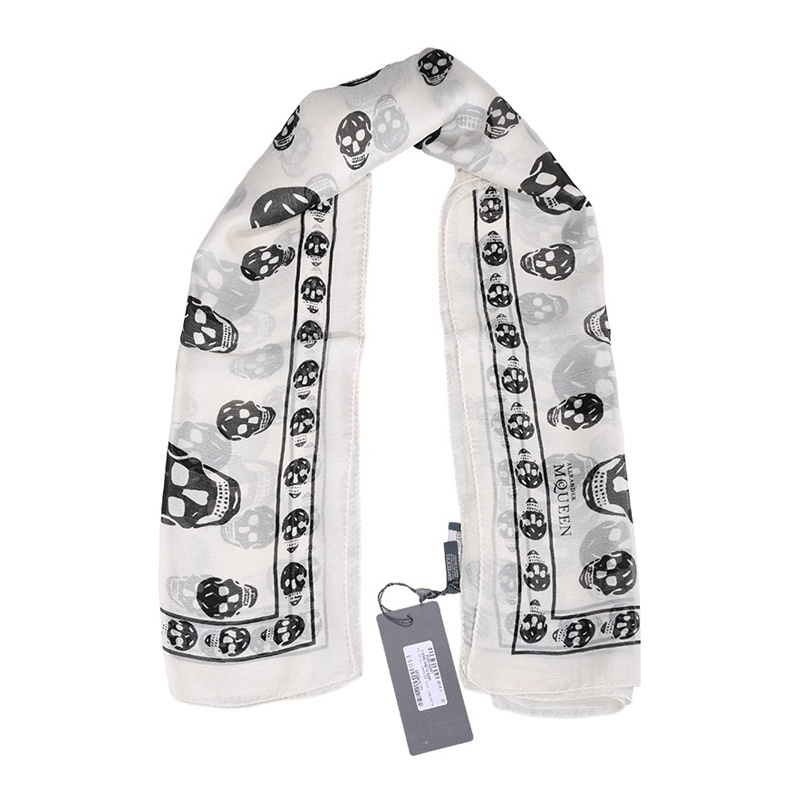 ALEXANDER MCQUEEN 女士白色桑蚕丝围巾 110640-4Q010-9260