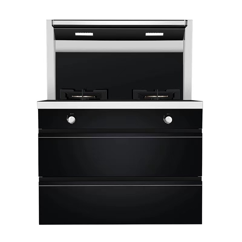 美菱(meiling)集成灶 黑晶防爆钢化玻璃家用一体灶 头部保温置物侧吸