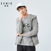 semir森马男装外套男潮流保暖连帽黑色上衣青少年休闲帅气ins潮牌衣服