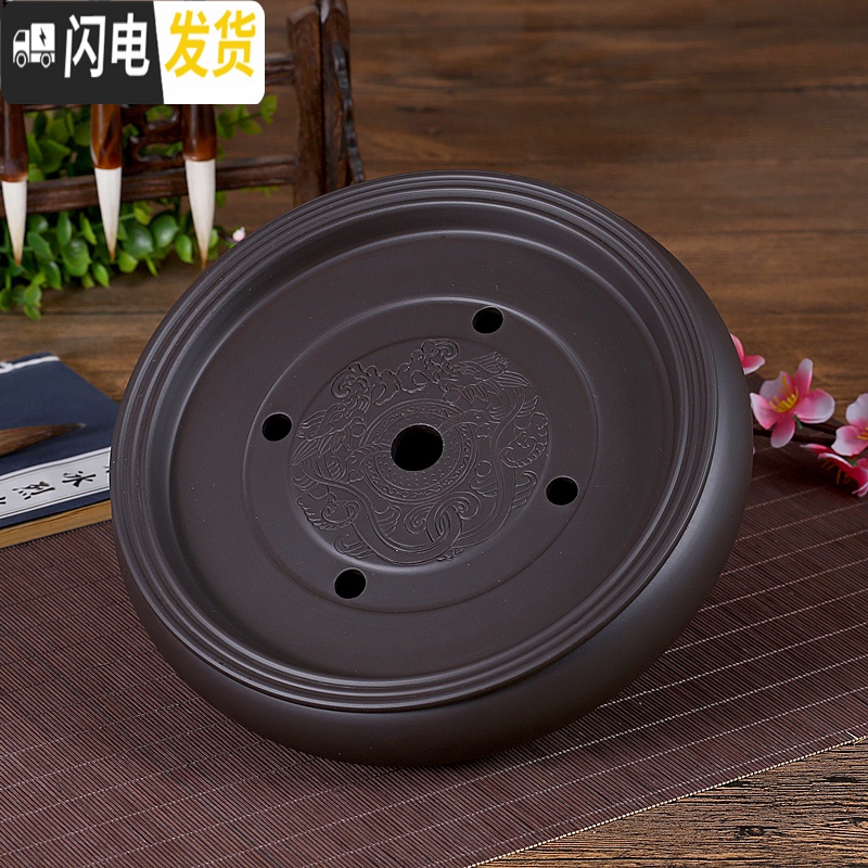 三维工匠现代茶具套装家用功夫紫砂茶盘潮汕陶瓷茶杯整套泡茶简约圆形茶壶 纯紫色盖碗茶具套装高清大图