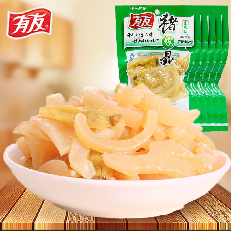 有友山椒味猪皮晶120g*3袋装熟食办公室零食小吃特产零食小吃休闲食品