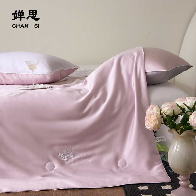 婵思 60S莱赛尔净植力夏被 粉灰高清大图
