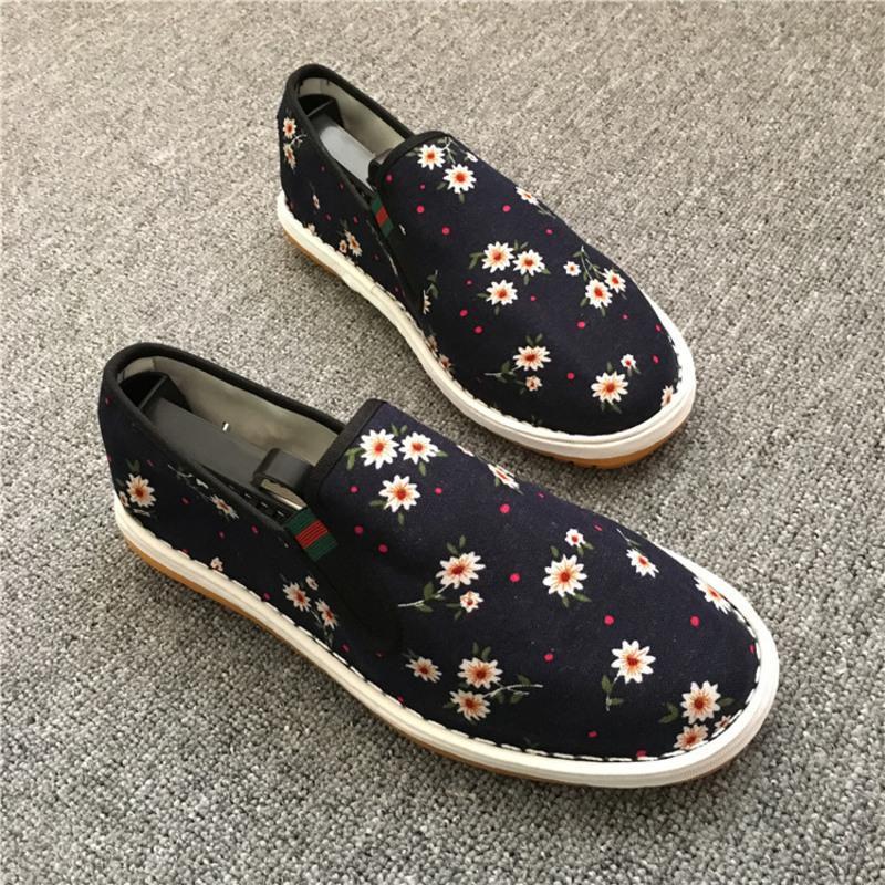 台州西山布鞋男手工男花布鞋透气牛筋底单鞋一脚蹬套脚鞋社会布鞋黑