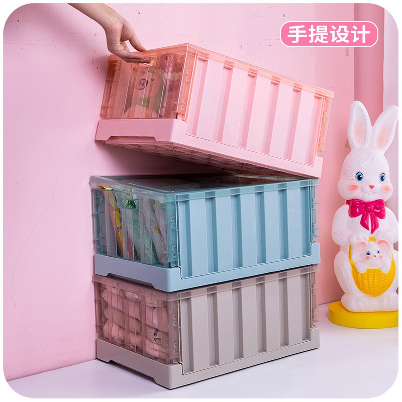 学生折叠书箱装书的收纳箱教室用塑料高中宿舍整理放书箱子 三维工匠高清大图